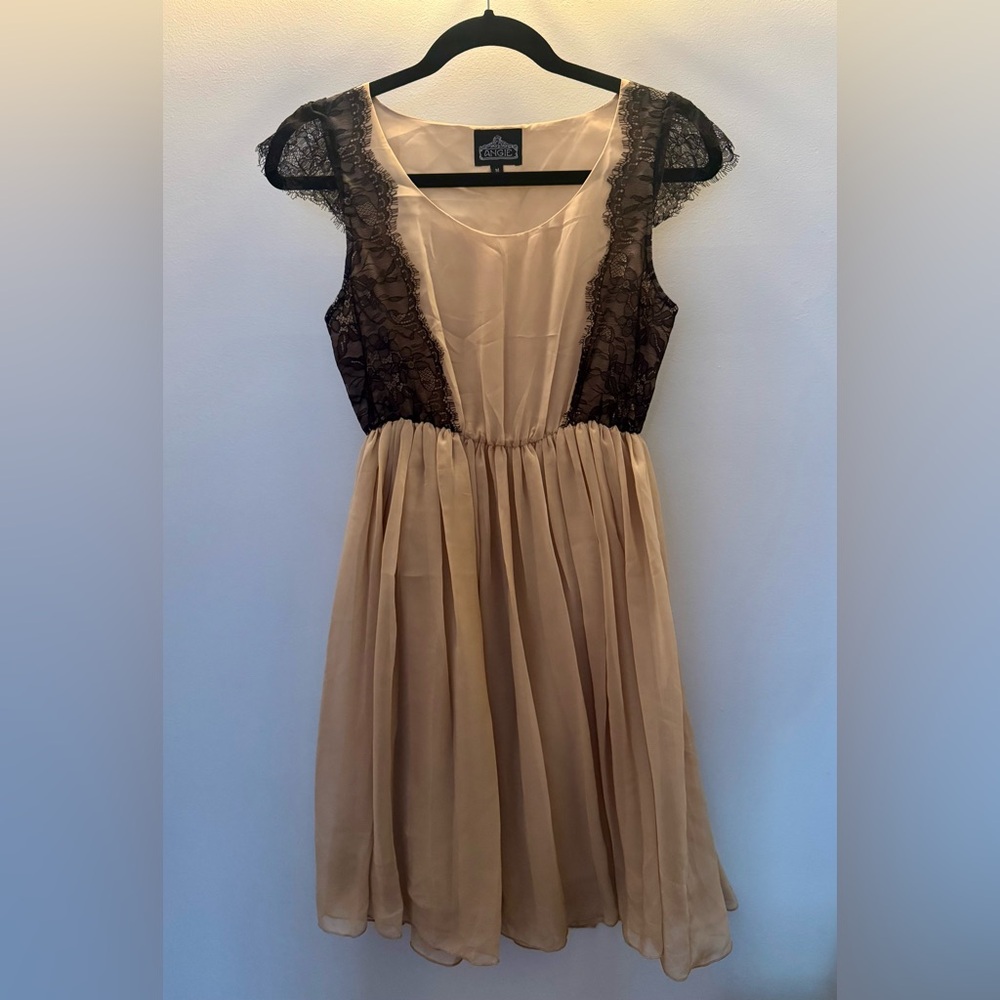 Angie Beige Dress with Black Lace